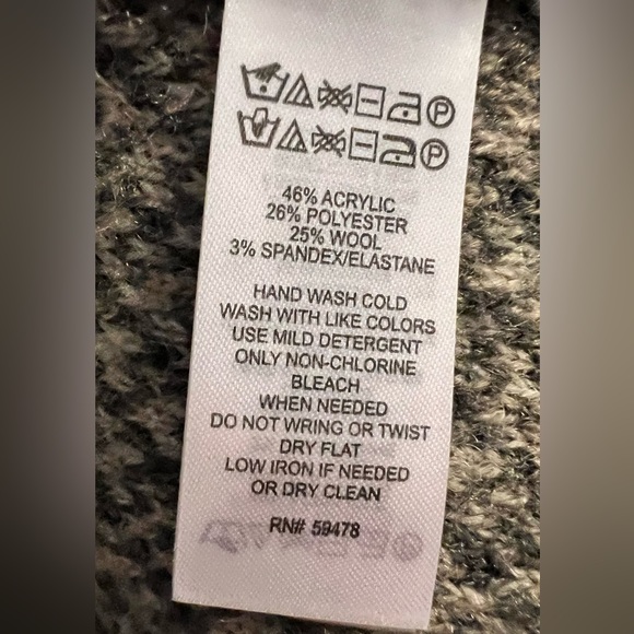 Max Studio soft Gray Wrap Sweater Jacket with Asymmetrical closure. - Picture 5 of 6